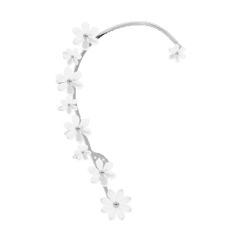 Cercei tip ear cuff Flowers de 10 cm cu sidef ușor, dreapta, placat cu argint, Lilou
