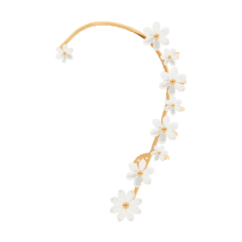 Cercei tip ear cuff Flowers de 10 cm cu sidef ușor, dreapta, placat cu aur, Lilou