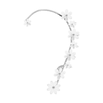 Cercei tip ear cuff Flowers de 10 cm cu sidef ușor, stânga, placat cu argint, Lilou