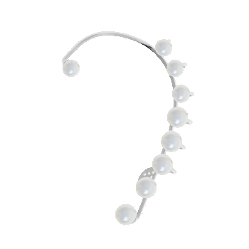 Cercei tip ear cuff Perle - 10 cm, stânga, placat cu argint, cu ac de perle, Lilou