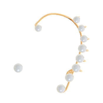 Cercei tip ear cuff Perle - 10 cm, stânga, placat cu aur, cu ac de perle, Lilou