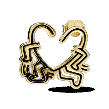 Cercel individual cu șurub cu inimă în mișcare Keith Haring™ x Pandora