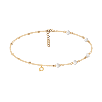 Colier cu perle de 5 mm cu loc pentru pandantiv, placat cu aur, Lilou