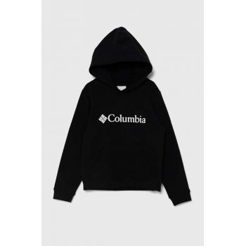 Columbia bluza copii Columbia Trek Hoodi culoarea negru, cu glugă, cu imprimeu
