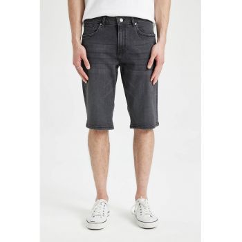 Bermude de denim cu 5 buzunare ieftini