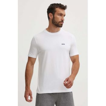 Boss Green tricou barbati, culoarea alb, cu imprimeu, 50506373