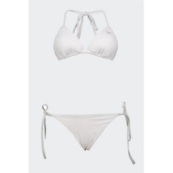 Costum de baie din doua piese cu logo din strasuri