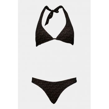 Costum de baie din doua piese cu model logo