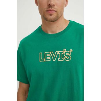 Levi's tricou din bumbac barbati, culoarea alb, cu imprimeu