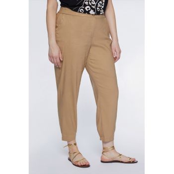 Pantaloni crop din amestec de in