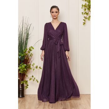 Rochie de ocazie din voal cu glitter Ophelia Violet