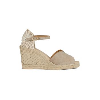 Sandale-espadrile cu talpa wedge si garnitura din piele intoarsa Gelsa