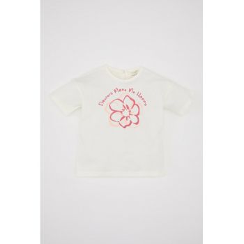 Tricou de bumbac cu model floral