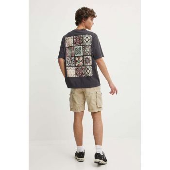 Abercrombie & Fitch tricou din bumbac barbati, culoarea gri, cu imprimeu, KI123-4044