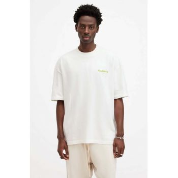 AllSaints tricou din bumbac ACCESS SS CREW barbati, culoarea alb, cu imprimeu, M038PA