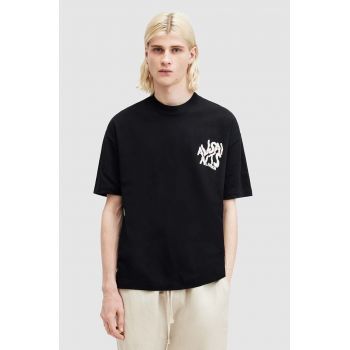 AllSaints tricou din bumbac ORLANDO SS barbati, culoarea negru, cu imprimeu, M022PA