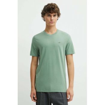 Hollister Co. tricou din bumbac barbati, culoarea verde, neted