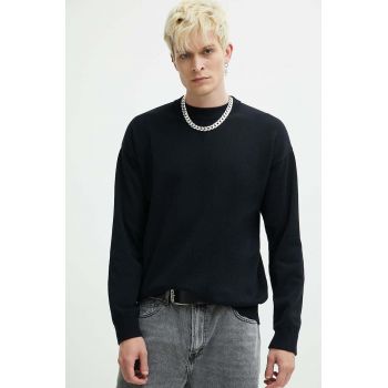 HUGO pulover de bumbac culoarea negru, light