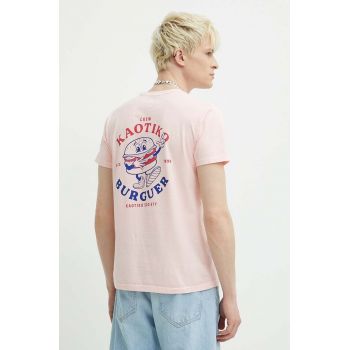 Kaotiko tricou din bumbac culoarea roz, cu imprimeu, AL139-03-G002