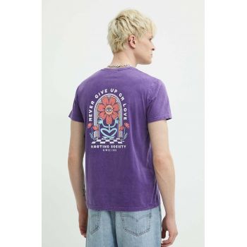 Kaotiko tricou din bumbac culoarea violet, cu imprimeu, AM007-01-G002