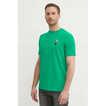 Karl Lagerfeld tricou barbati, culoarea verde, cu imprimeu, 542221.755027