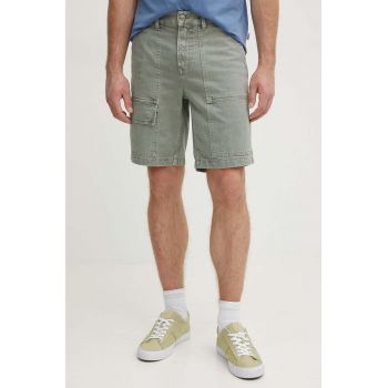 Pepe Jeans pantaloni scurti jeans RELAXED SHORT UTILITY COLOUR barbati, culoarea verde, PM801121