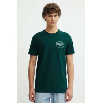 Superdry tricou barbati, culoarea verde, cu imprimeu, M1011979A-9VK