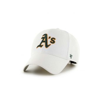 47 brand sapca MLB Oakland Athletics culoarea alb, cu imprimeu, B-MVP18WBV-WHA
