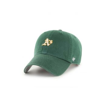 47 brand sapca MLB Oakland Athletics culoarea verde, cu imprimeu, B-BSRNR18GWS-DGC