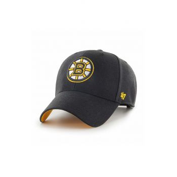 47 brand sapca NHL Boston Bruins culoarea negru, cu imprimeu, H-BLPMS01WBP-BK