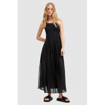 AllSaints rochie din bumbac IRIS DRESS culoarea negru, maxi, evazati, W068DA