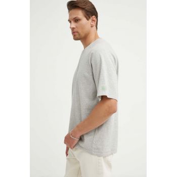 American Vintage tricou din bumbac TEE-SHIRT MC COL ROND barbati, culoarea gri, melanj, MLAW02DE24