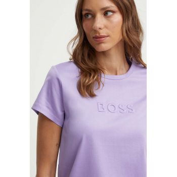 BOSS tricou din bumbac femei, culoarea violet, 50522209