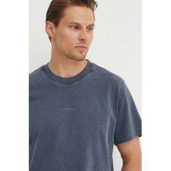 G-Star Raw tricou din bumbac barbati, culoarea albastru marin, neted, D25737-C756