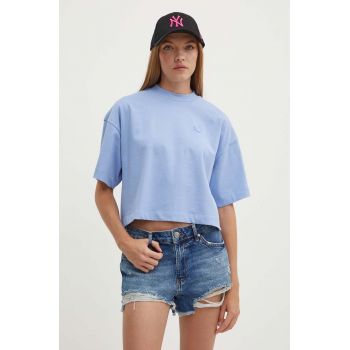 Hugo Blue tricou din bumbac femei, culoarea turcoaz, 50520155