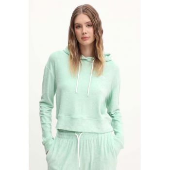 HUGO bluza femei, culoarea verde, cu glugă, neted, 50518168