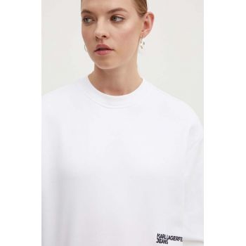 Karl Lagerfeld Jeans bluza femei, culoarea alb, cu imprimeu, 245J1801