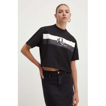 Karl Lagerfeld Jeans tricou din bumbac femei, culoarea negru, 245J1710