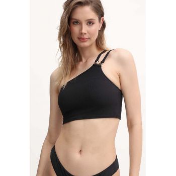 MICHAEL Michael Kors top CROP TOP femei, culoarea negru, MM35361