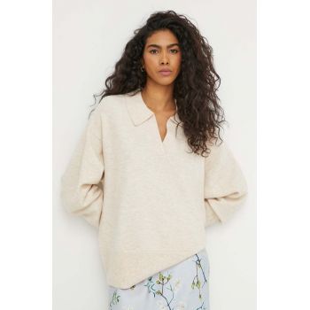 MUNTHE pulover din amestec de lana femei, culoarea bej, light