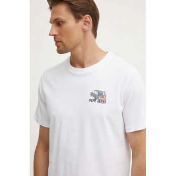 Pepe Jeans tricou din bumbac ARSHINE barbati, culoarea alb, cu imprimeu, PM509651