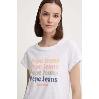 Pepe Jeans tricou din bumbac EILEEN femei, culoarea alb, PL505894