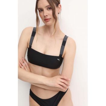 Puma sutien de baie culoarea negru, cupa usor rigidizata, 938347