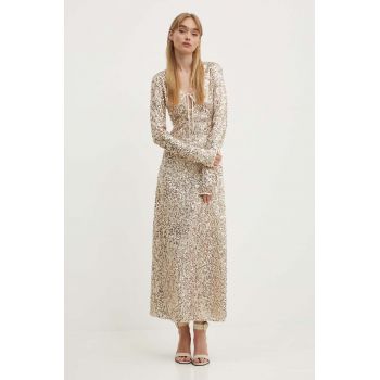 Rotate rochie culoarea maro, maxi, evazati