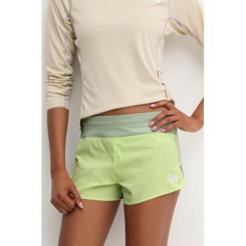 The North Face pantaloni scurti sport Summer LT femei, culoarea verde, modelator, medium waist, NF0A85YTTIE1