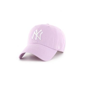 47 brand șapcă de baseball din bumbac MLB New York Yankees culoarea violet, cu imprimeu, B-NLRGW17GWS-YX