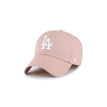 47 brand sapca MLB Los Angeles Dodgers culoarea roz, cu imprimeu, B-NLRGW12GWS-DV