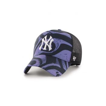 47 brand sapca MLB New York Yankees culoarea violet, modelator, B-ENLDT17PTP-PP