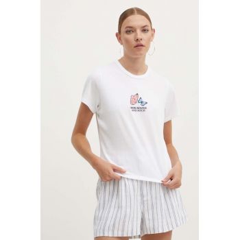 Abercrombie & Fitch tricou din bumbac femei, culoarea alb