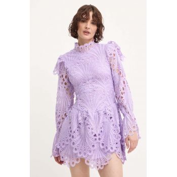 Answear Lab rochie din bumbac culoarea violet, mini, mulata